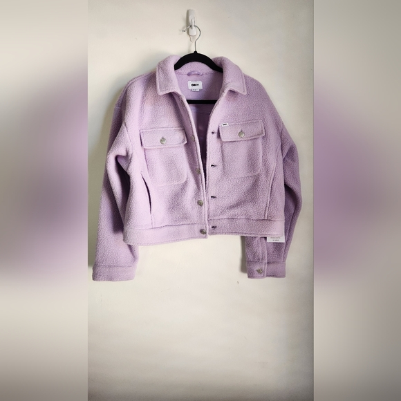 NWT OBEY Melanie Fleece Trucket Jacket Size M in Purple Rose - Picture 2 of 13